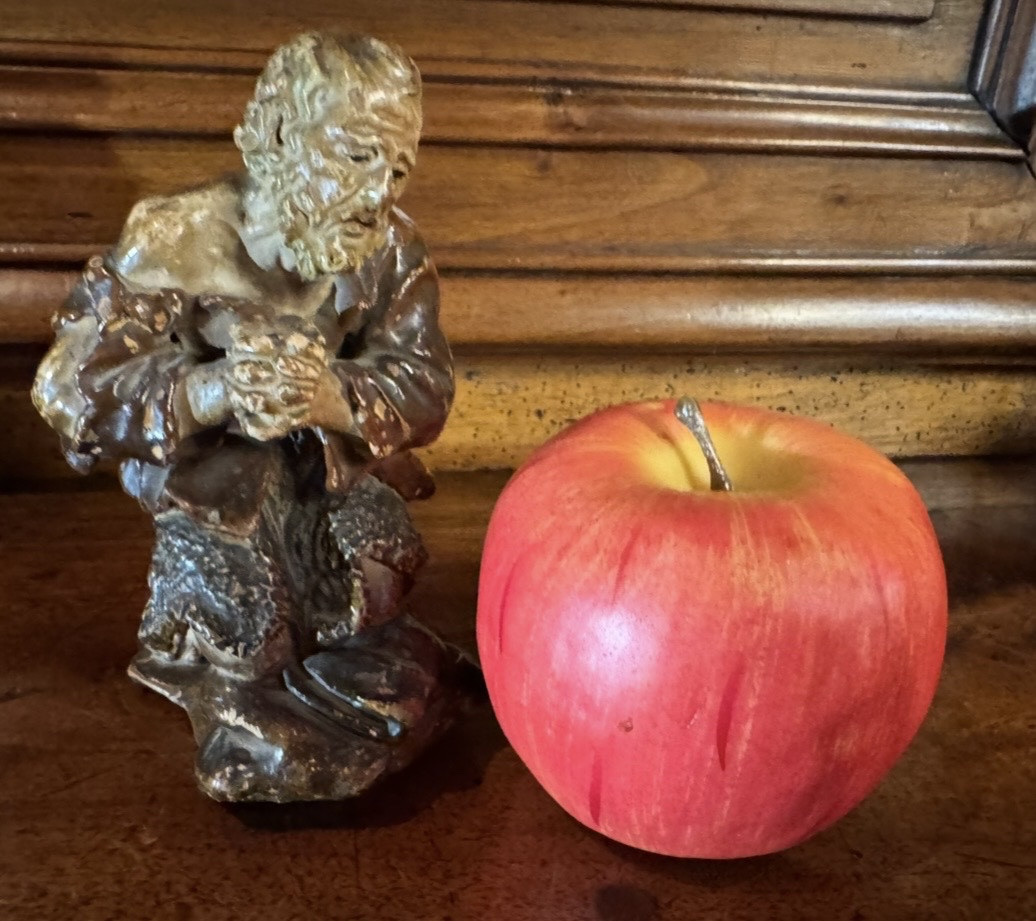 Shepherd In Adoration, Polychrome Terracotta From The 19th Century -photo-1