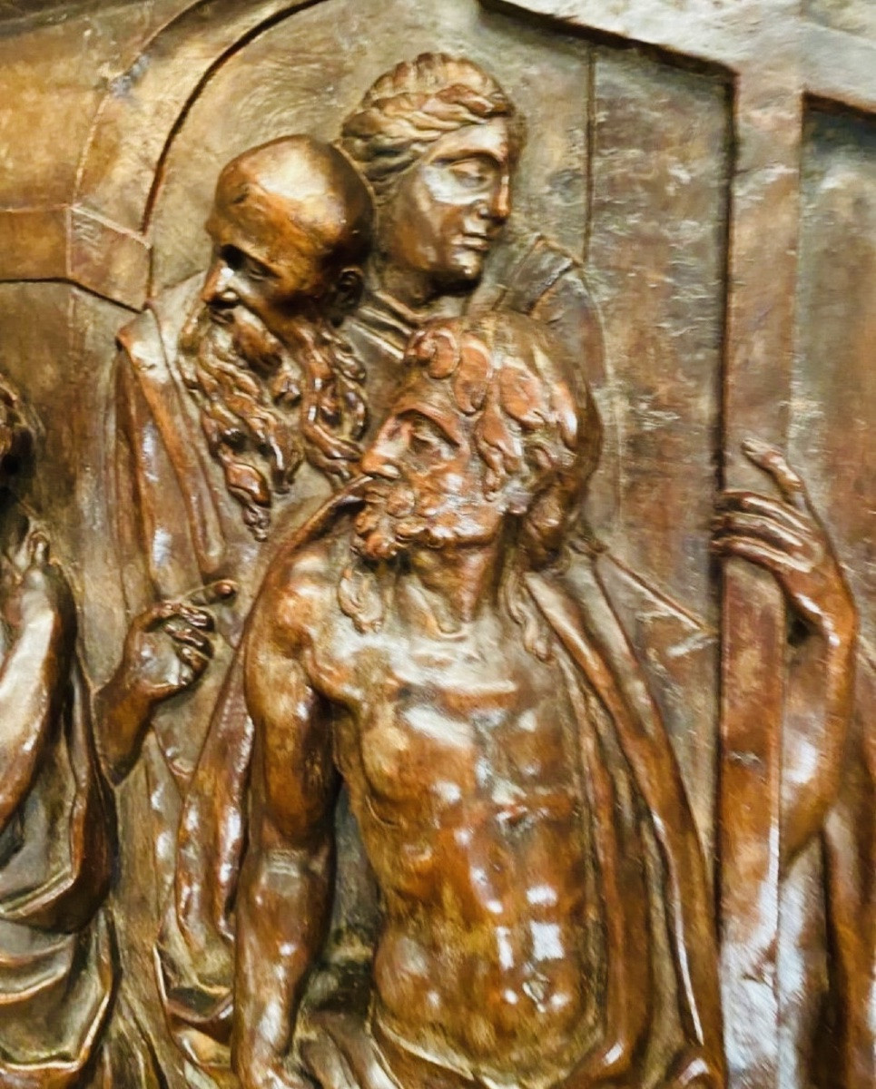 GRAND PANNEAU EN NOYER SCULPTÉ FIN XVI EME SIÈCLE-photo-4