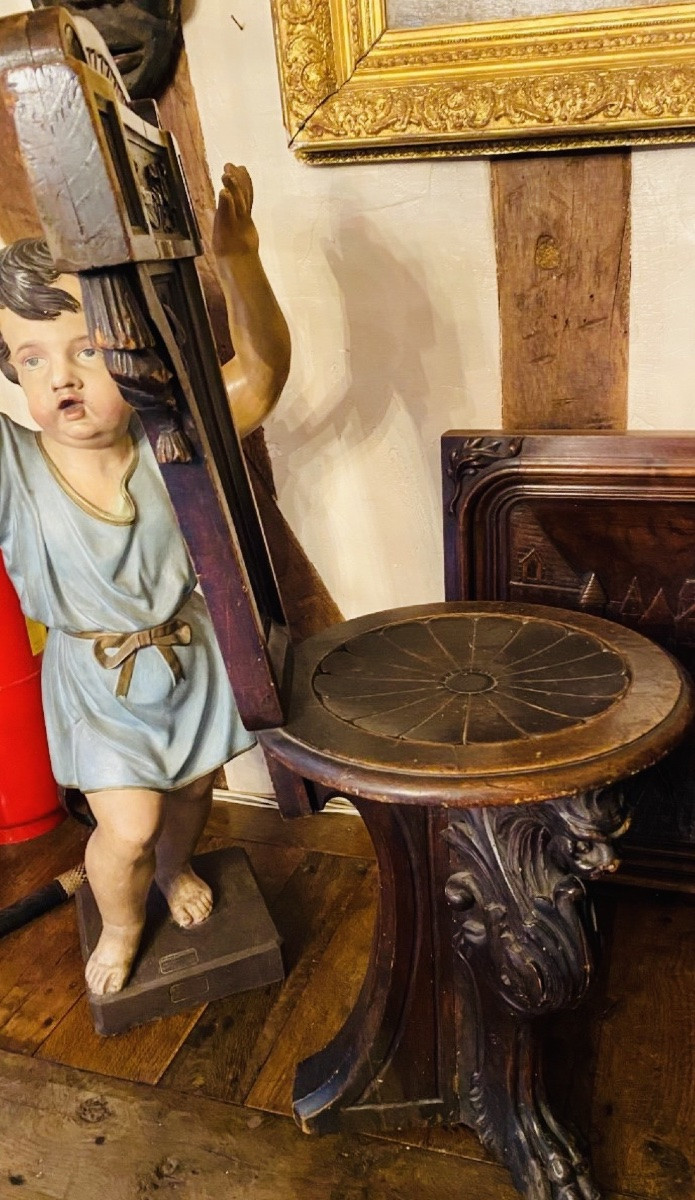 Pair Of Renaissance Style Walnut Or Sgabellis Chairs From The 19th Century-photo-1