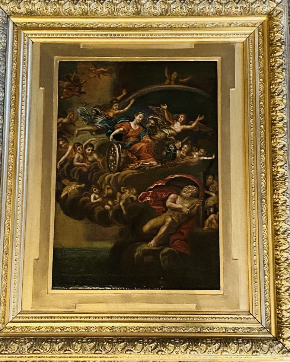 Mythological Painting, The Triumph Of Juno, Oil On Canvas, 18th Century-photo-2