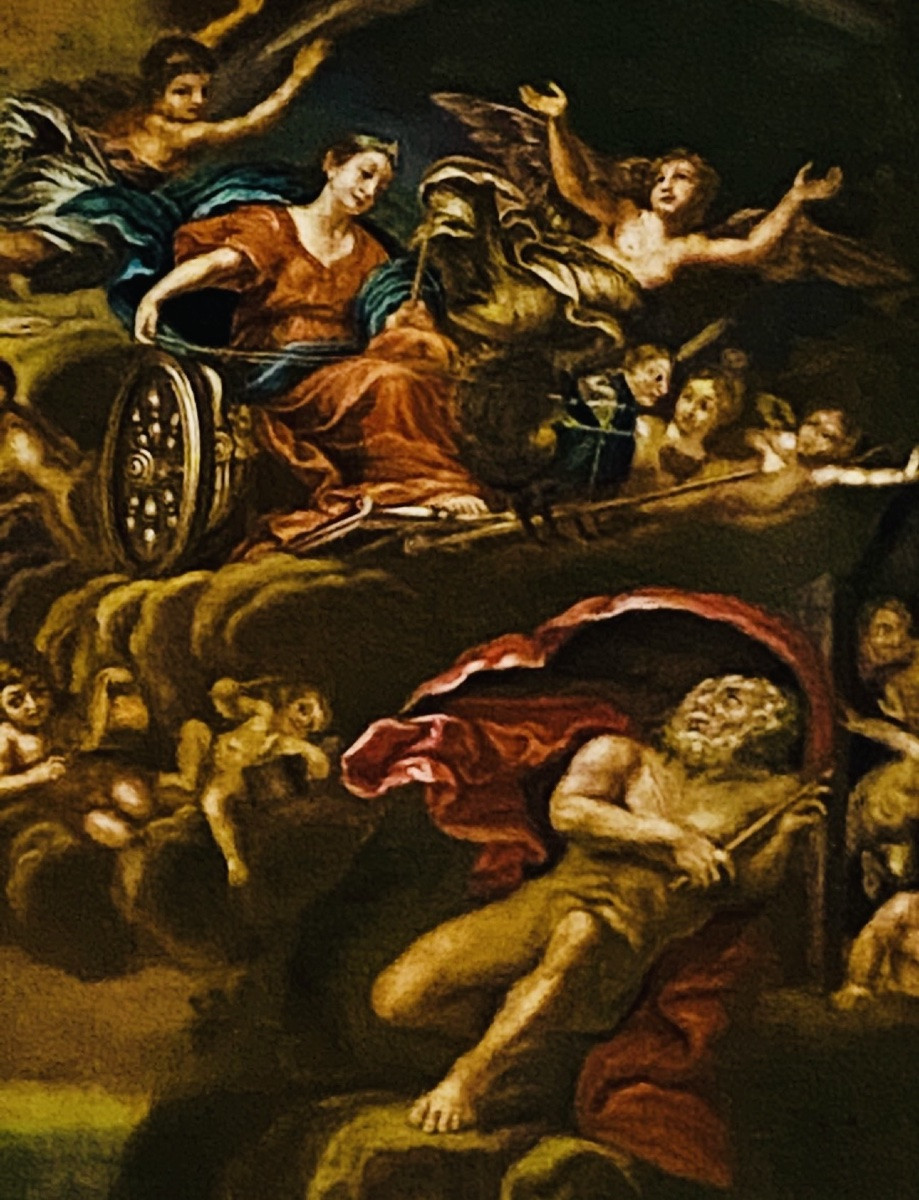 Mythological Painting, The Triumph Of Juno, Oil On Canvas, 18th Century-photo-1