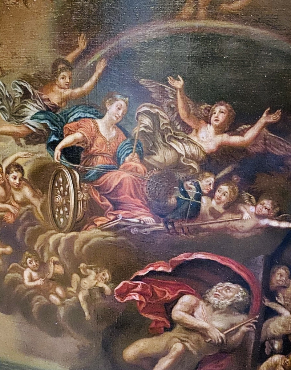 Mythological Painting, The Triumph Of Juno, Oil On Canvas, 18th Century-photo-2