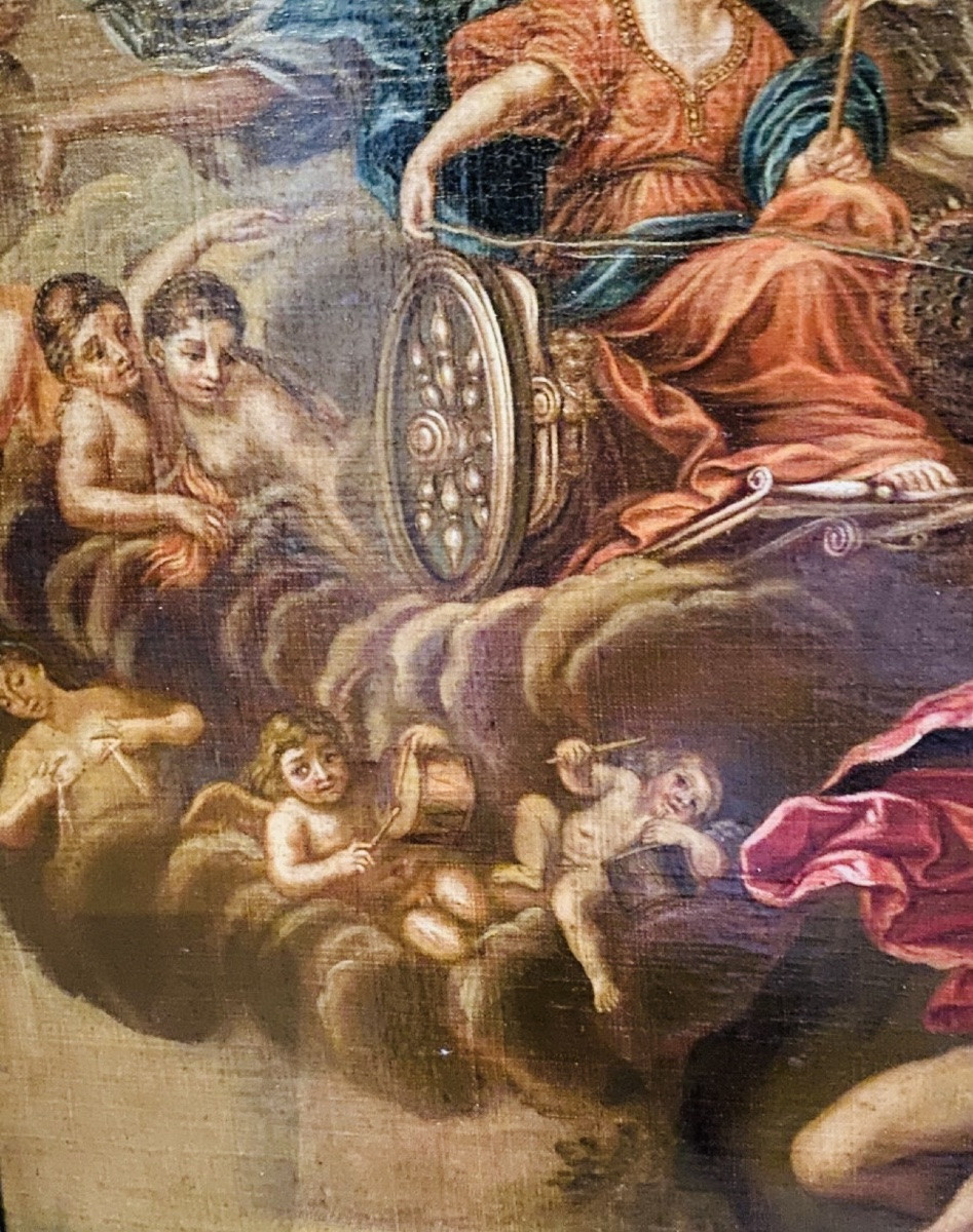 Mythological Painting, The Triumph Of Juno, Oil On Canvas, 18th Century-photo-4