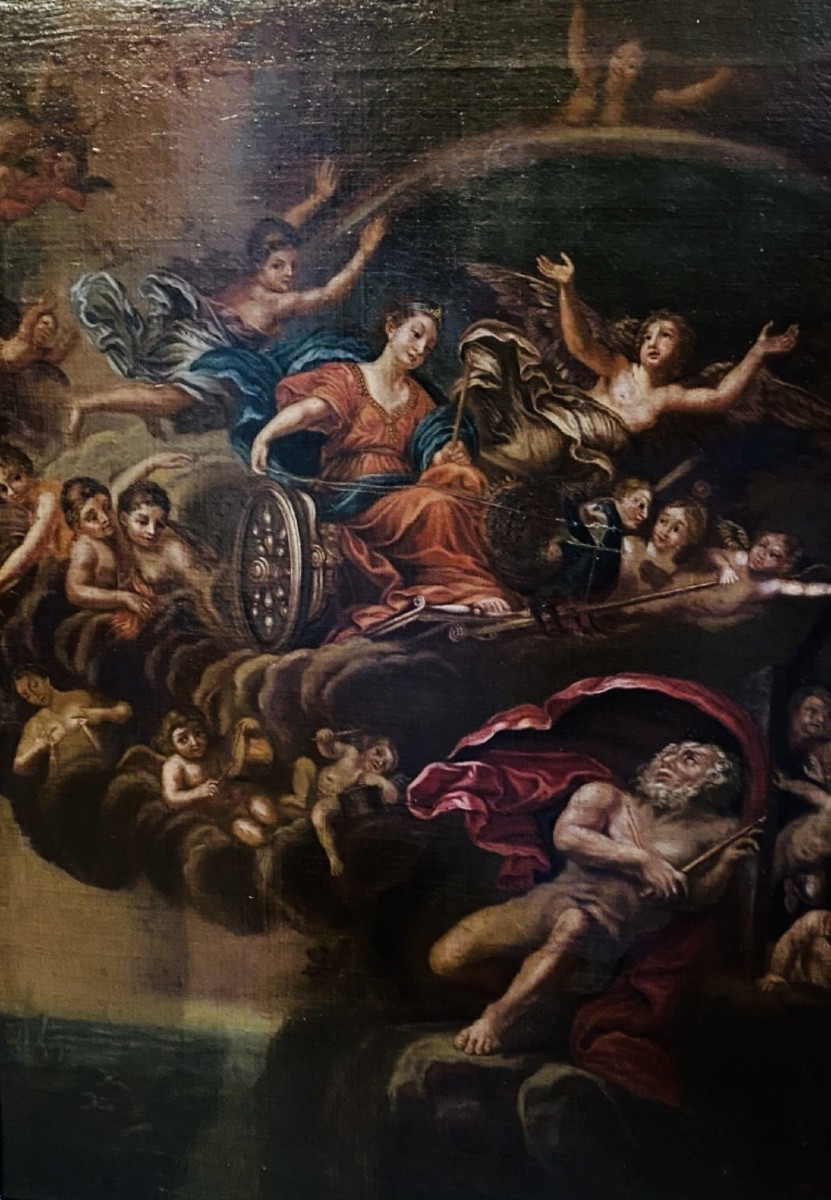 Mythological Painting, The Triumph Of Juno, Oil On Canvas, 18th Century-photo-8