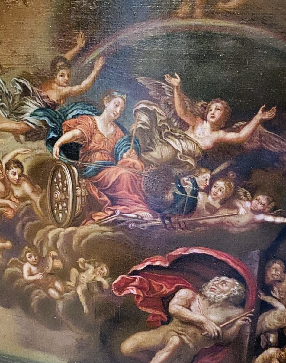 Mythological Painting, The Triumph Of Juno, Oil On Canvas, 18th Century