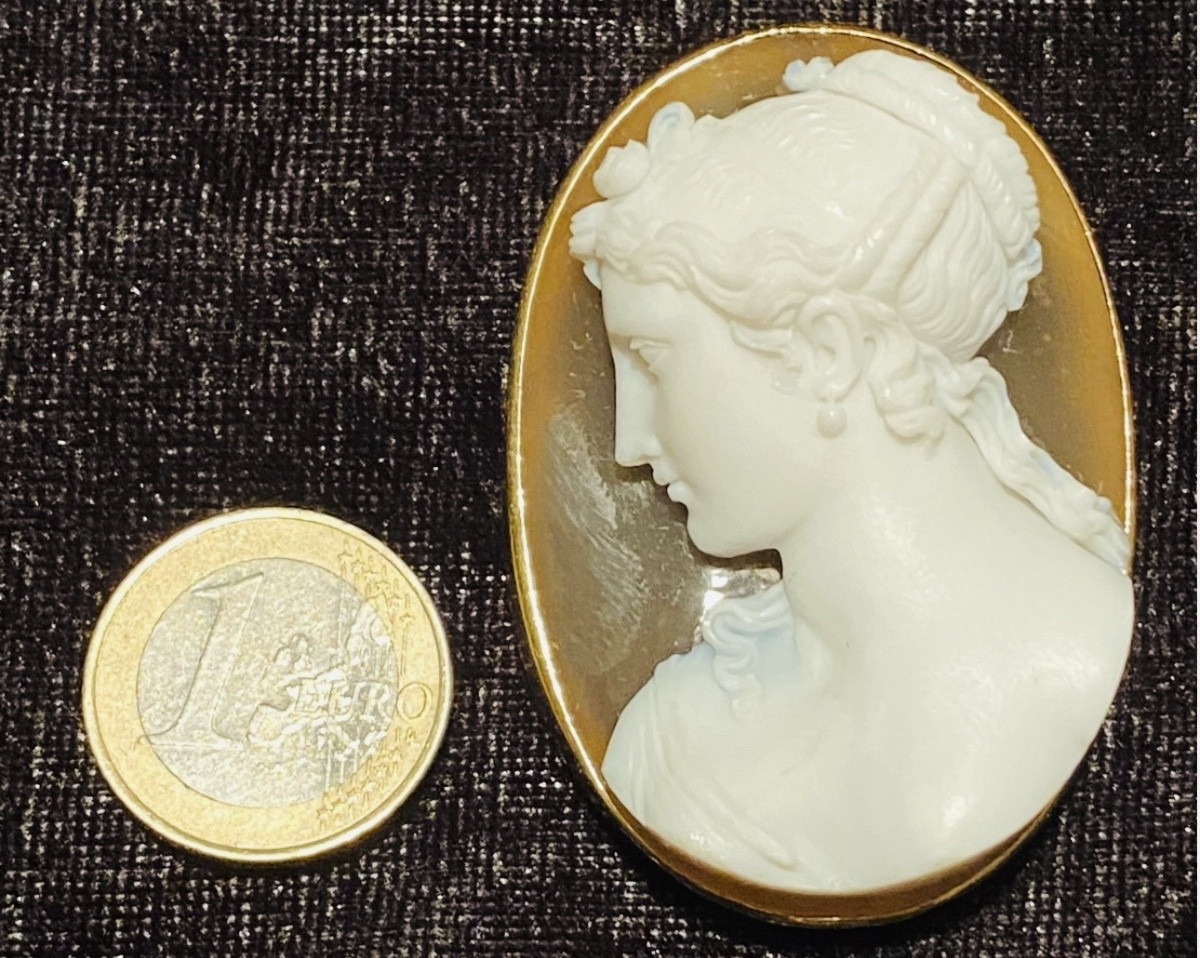 Imposant camée néoclassique en agate deux couches du XIX eme siècle -photo-3