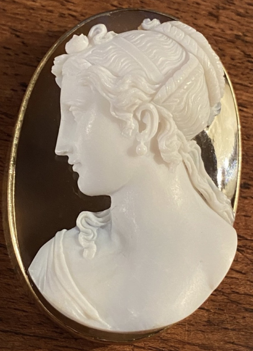 Imposant camée néoclassique en agate deux couches du XIX eme siècle -photo-4