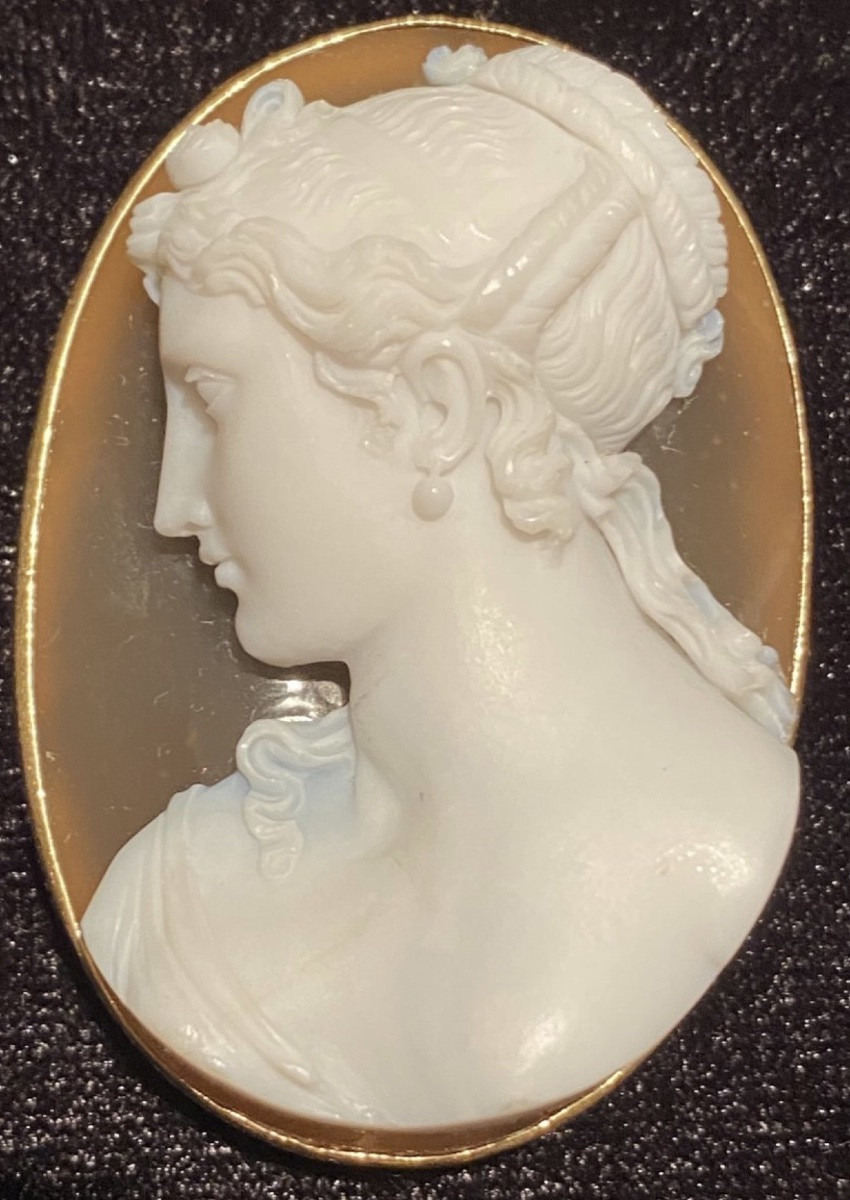 Imposant camée néoclassique en agate deux couches du XIX eme siècle -photo-4