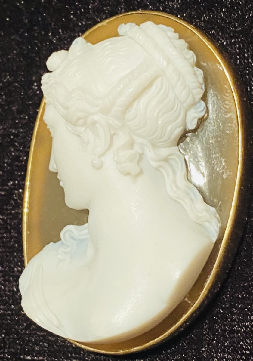Imposant camée néoclassique en agate deux couches du XIX eme siècle -photo-6