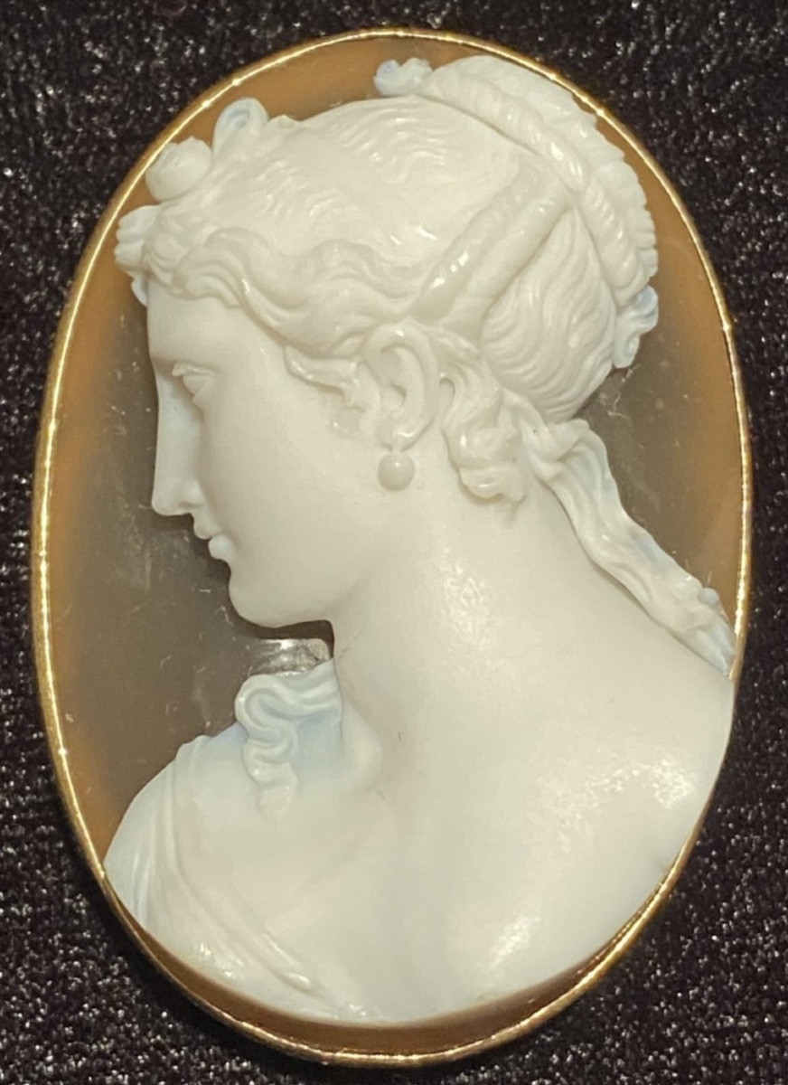 Imposant camée néoclassique en agate deux couches du XIX eme siècle -photo-7