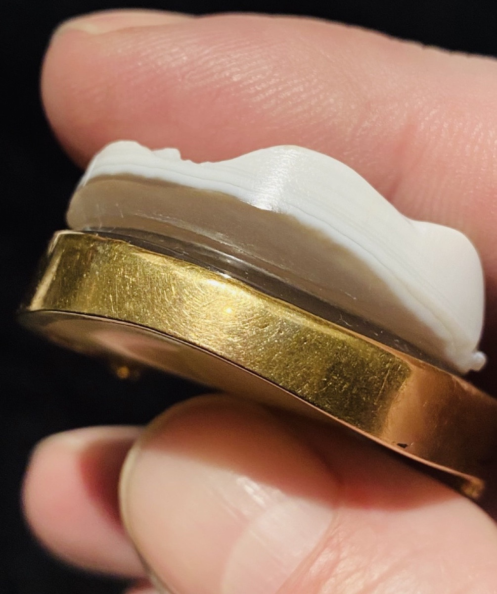 Imposant camée néoclassique en agate deux couches du XIX eme siècle -photo-8