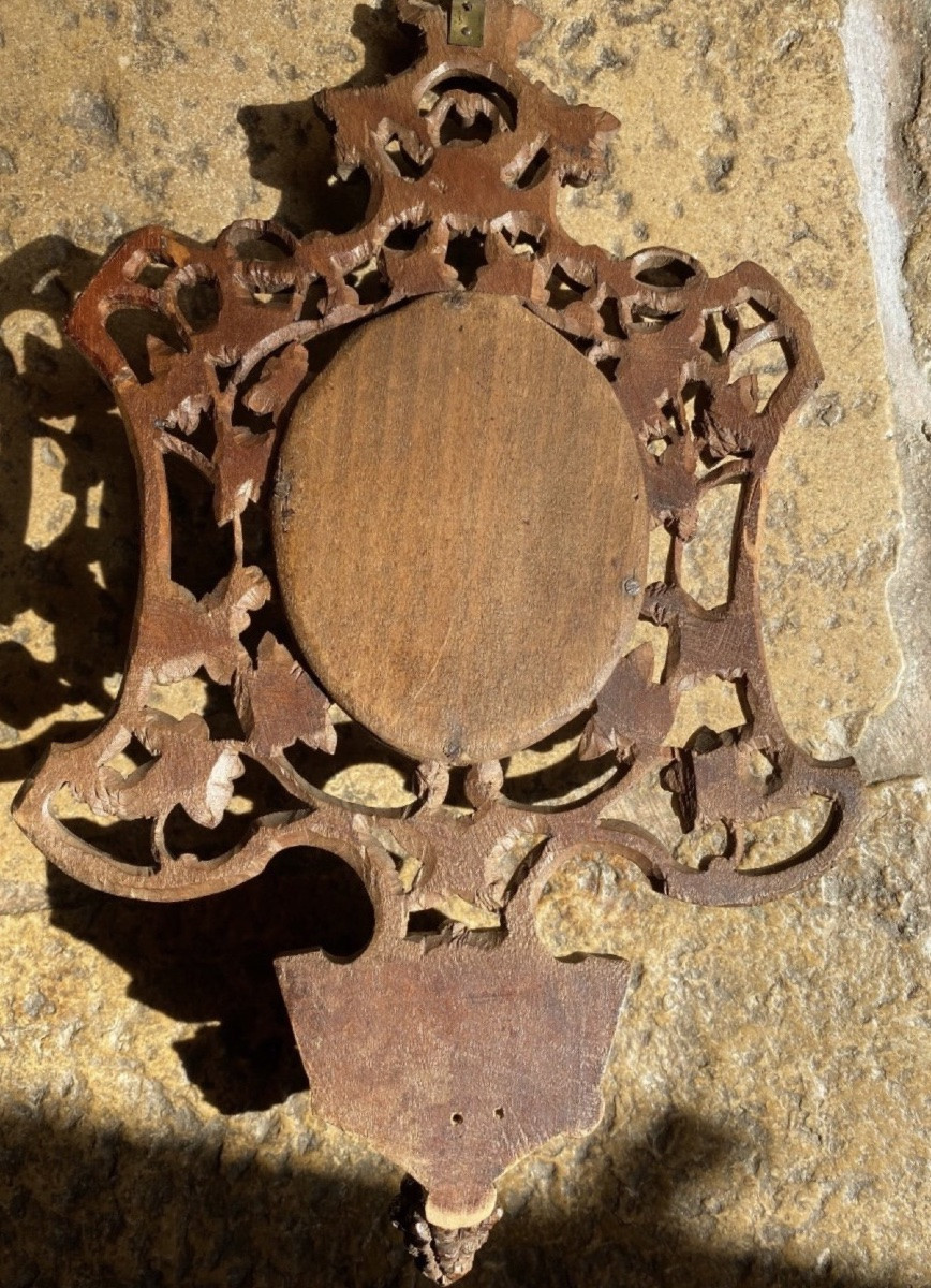 19th Century Sculptured And Open-heared Benitier With Christ's Face Painted On Porcelain-photo-4