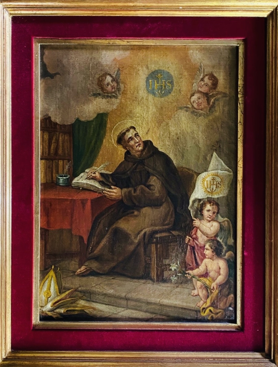 Saint Bernardine Of Siena In His Study Oil On Canvas, 15th Century-photo-3