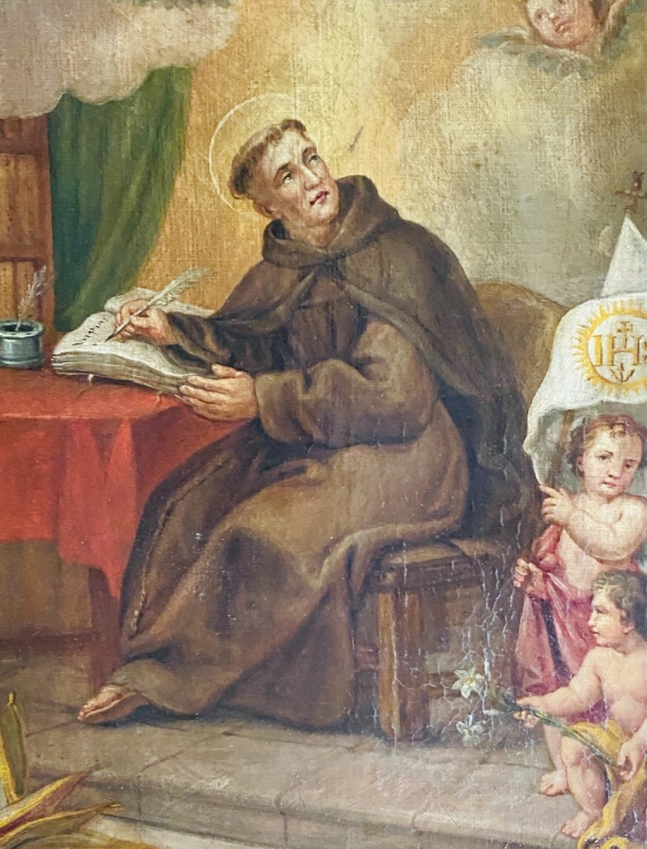 Saint Bernardine Of Siena In His Study Oil On Canvas, 15th Century-photo-4