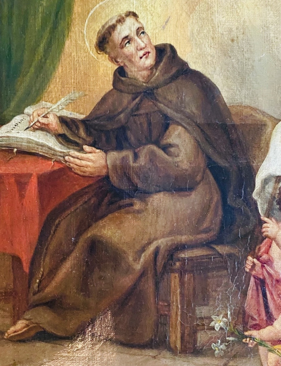 Saint Bernardine Of Siena In His Study Oil On Canvas, 15th Century-photo-1