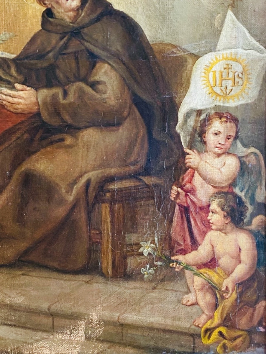 Saint Bernardine Of Siena In His Study Oil On Canvas, 15th Century-photo-3