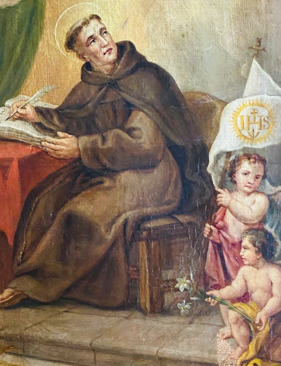 Saint Bernardine Of Siena In His Study Oil On Canvas, 15th Century-photo-6
