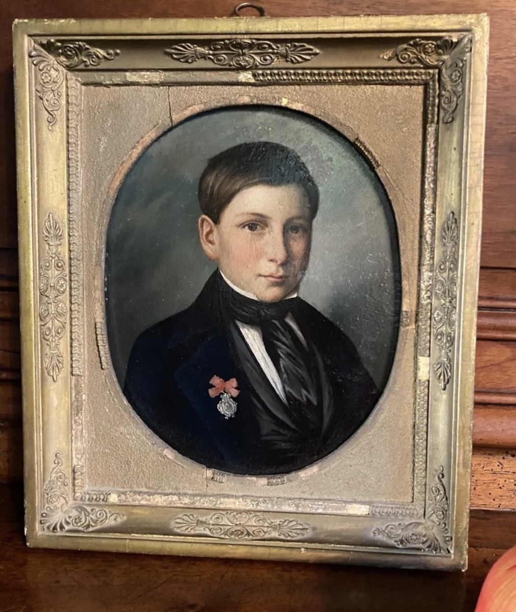 The First Communicant Or The Graduate, Portrait Of A Young Man On Metal, 1849-photo-2
