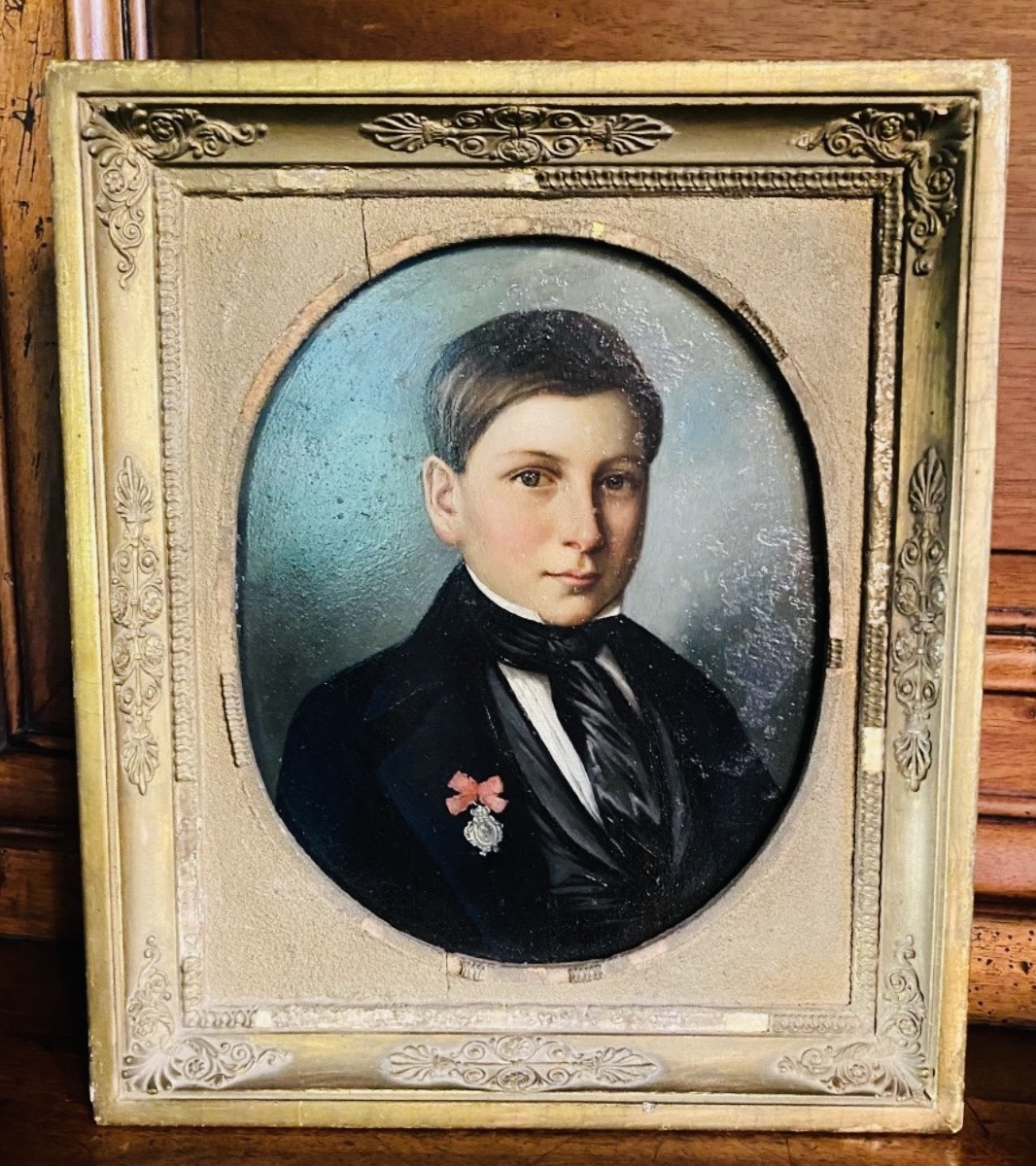 The First Communicant Or The Graduate, Portrait Of A Young Man On Metal, 1849-photo-3