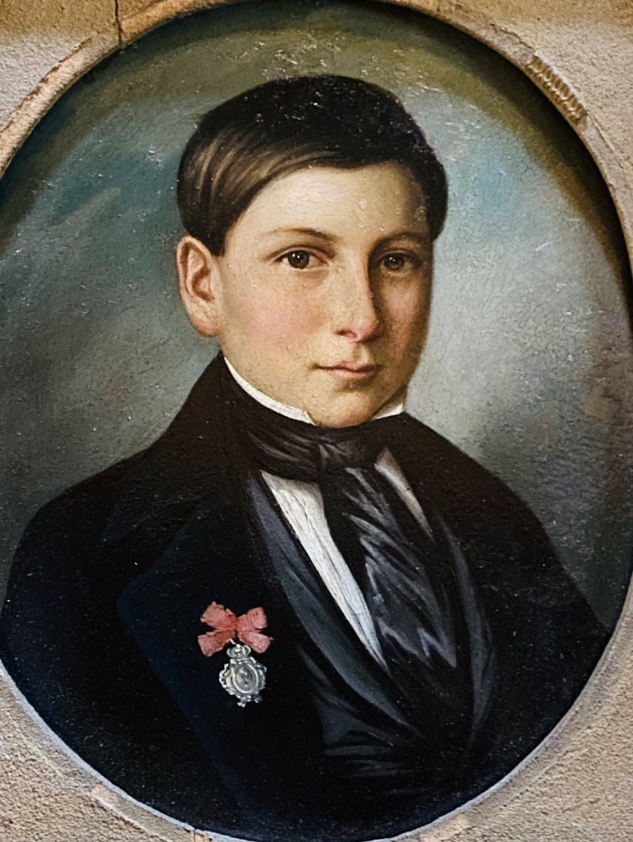 The First Communicant Or The Graduate, Portrait Of A Young Man On Metal, 1849-photo-2
