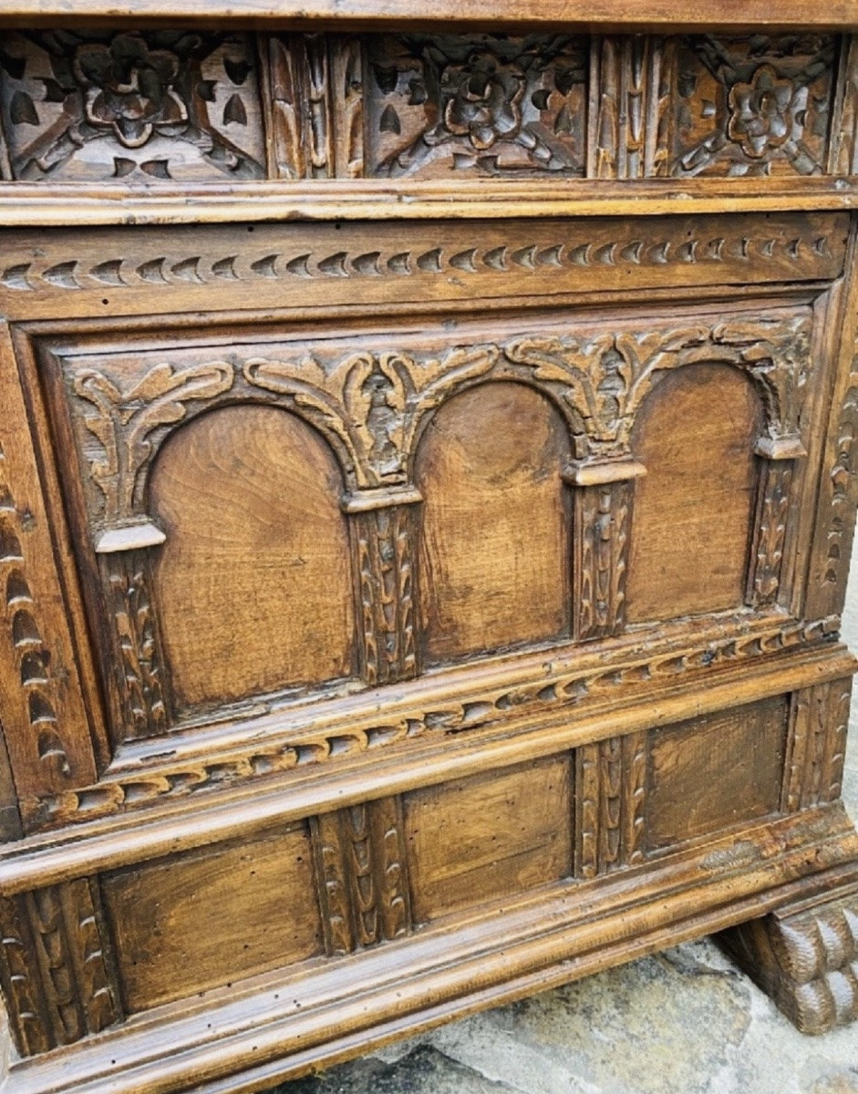 COFFRE DE MARIAGE EN NOYER DU XVIII EME SIÈCLE-photo-4