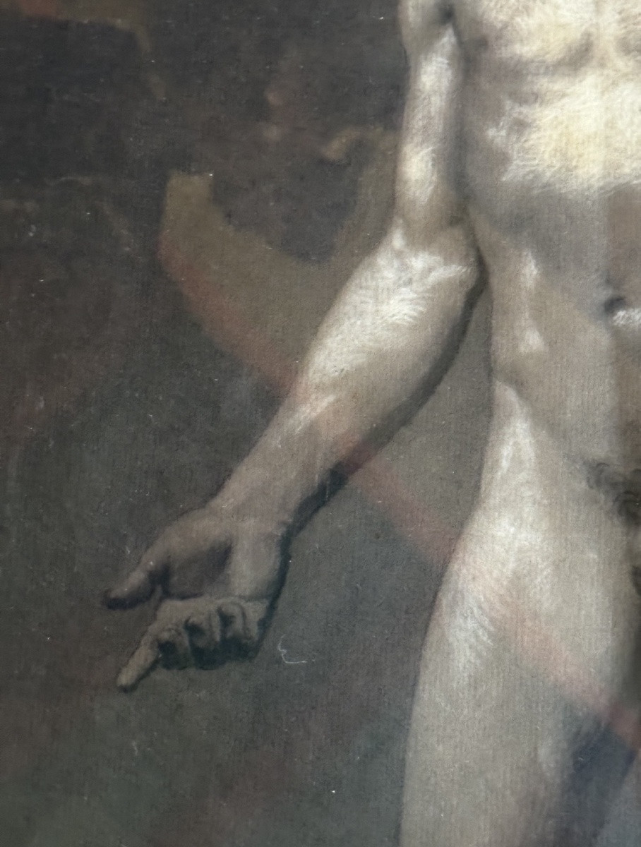 Académie d'homme d'après l'antique - Fusain, fin XIXe siècle-photo-8