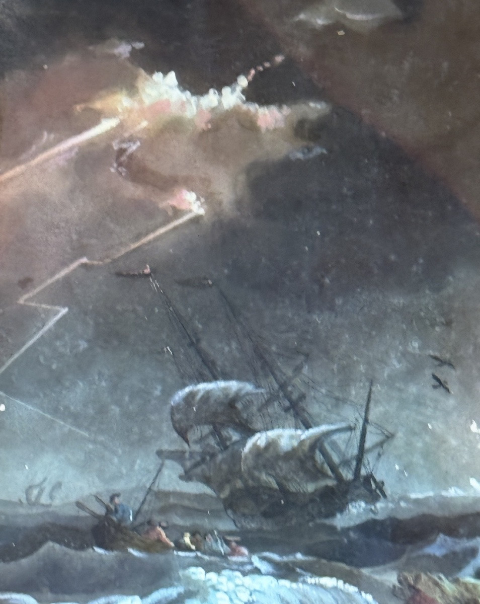 Scène de naufrage, gouache sur papier, fin XVIlle siècle, dans le goût de Horace Vernet-photo-7