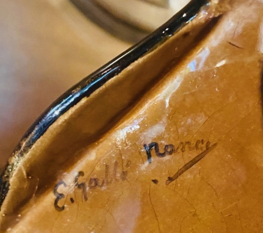 Large Art Nouveau Earthenware Letter Tray - Naturalist Décor - Attributed To Gallé-photo-2