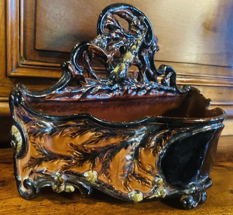 Large Art Nouveau Earthenware Letter Tray - Naturalist Décor - Attributed To Gallé-photo-3