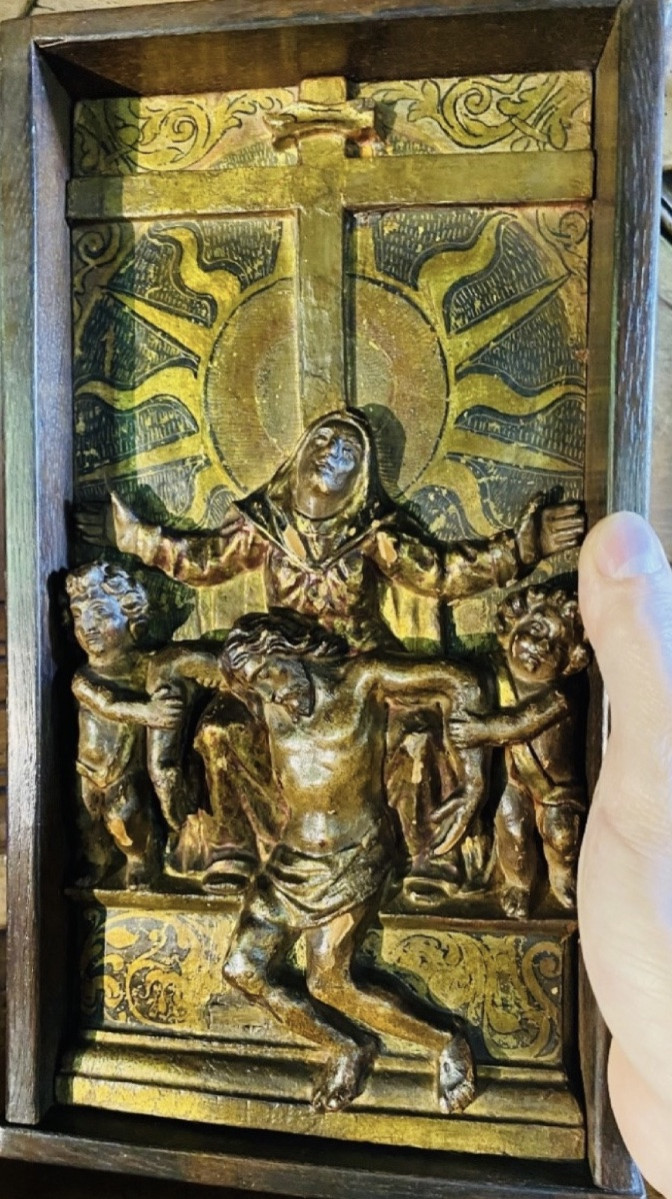 Carved And Polychrome Wooden Altarpiece - Central Europe, 18th Century-photo-5