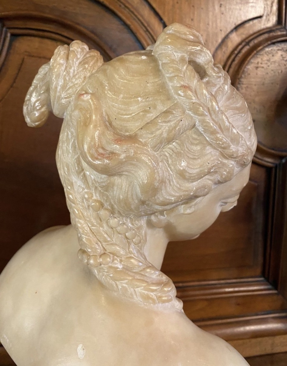 Antique-style Bust Of Venus In Translucent Marble - Souvenir Du Grand Tour, 19th Century-photo-4