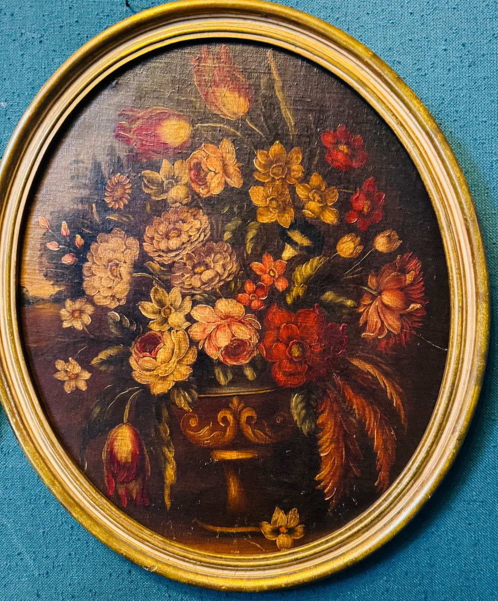 PAIRE DE NATURES MORTES AUX FLEURS – VASES MÉDICISFin du XIXe siècle-photo-3