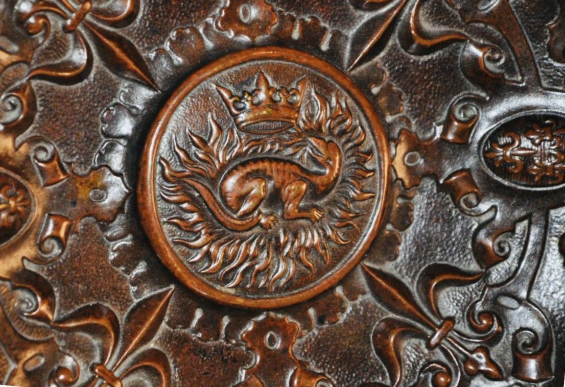 Large Bronze Salamander Dish - Renaissance Style, Napoleon III Period-photo-3