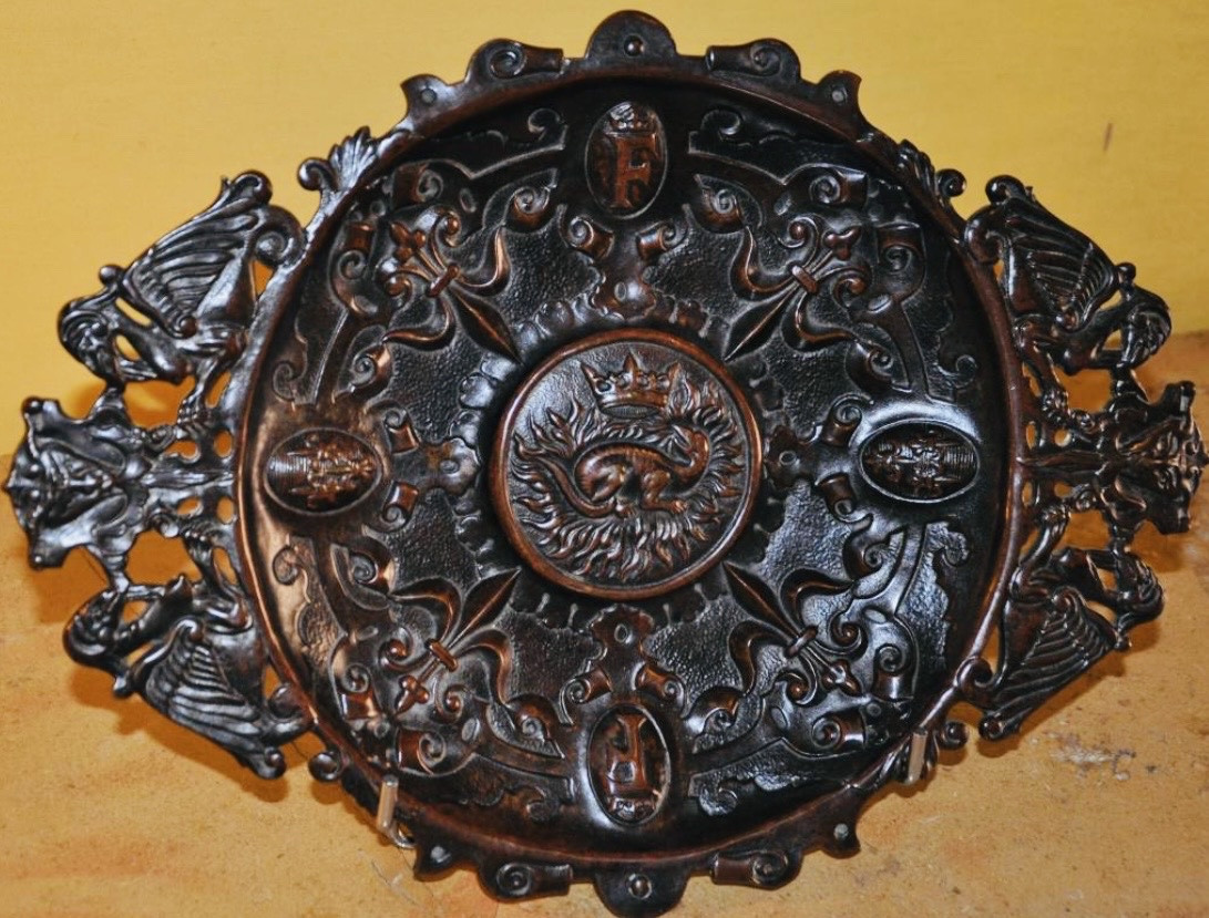 Large Bronze Salamander Dish - Renaissance Style, Napoleon III Period-photo-4