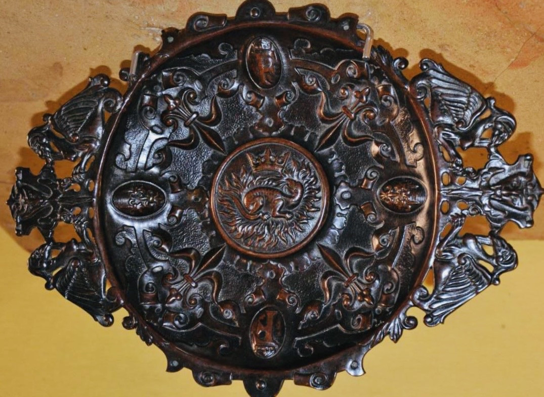 Large Bronze Salamander Dish - Renaissance Style, Napoleon III Period-photo-5