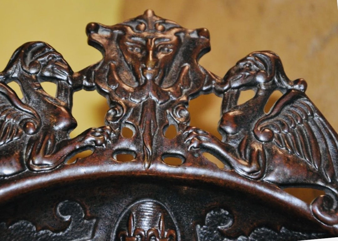 Large Bronze Salamander Dish - Renaissance Style, Napoleon III Period-photo-6