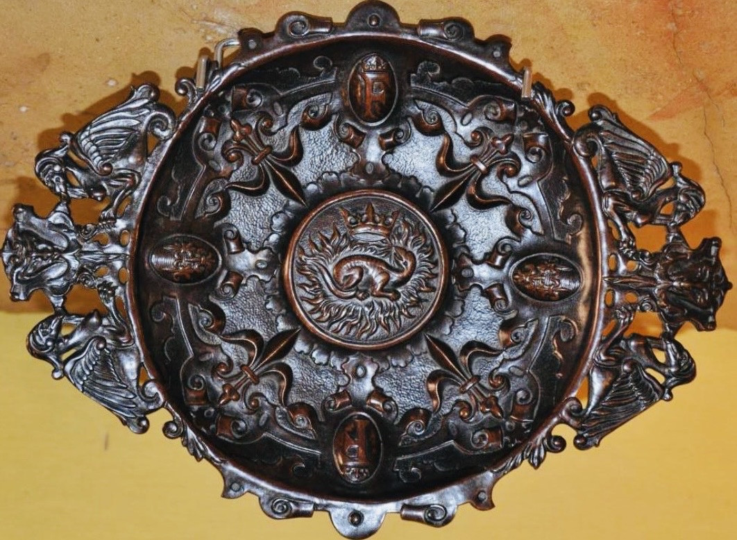 Large Bronze Salamander Dish - Renaissance Style, Napoleon III Period-photo-8