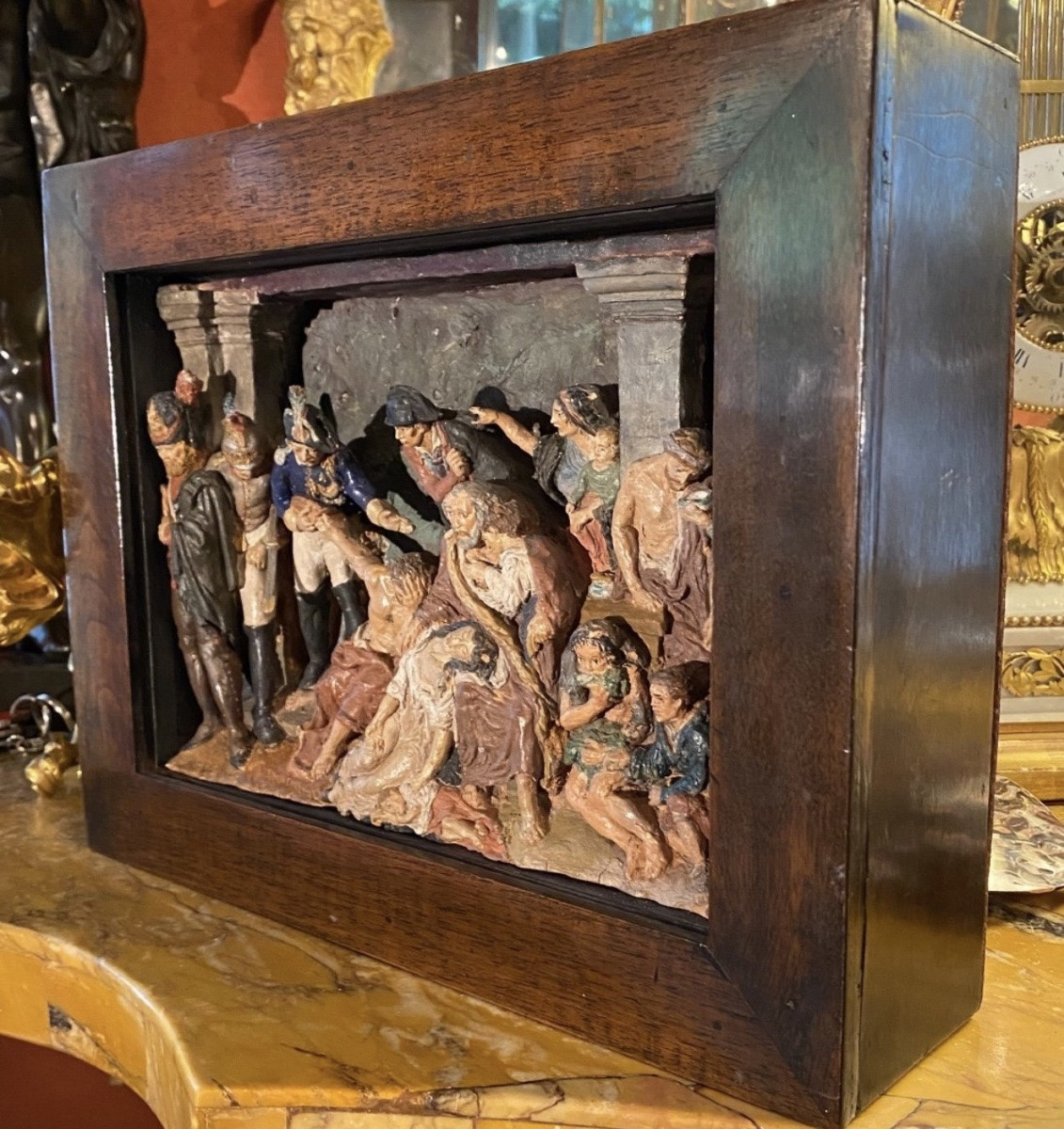 Napoleon Visiting The Plague Victims In Jaffa Polychrome Terra Cotta Diorama, 19th Century From-photo-2
