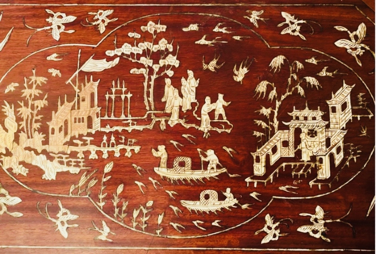 Vietnamese Diamond-shaped Corner Console - 1889 Paris World's Fair-photo-3