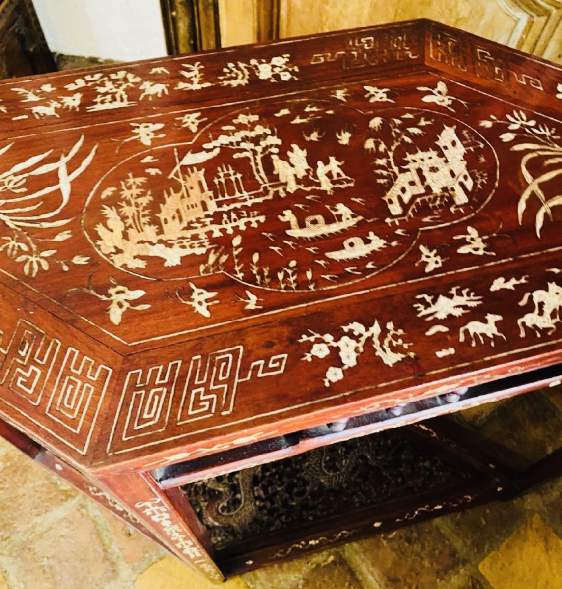 Vietnamese Diamond-shaped Corner Console - 1889 Paris World's Fair-photo-1