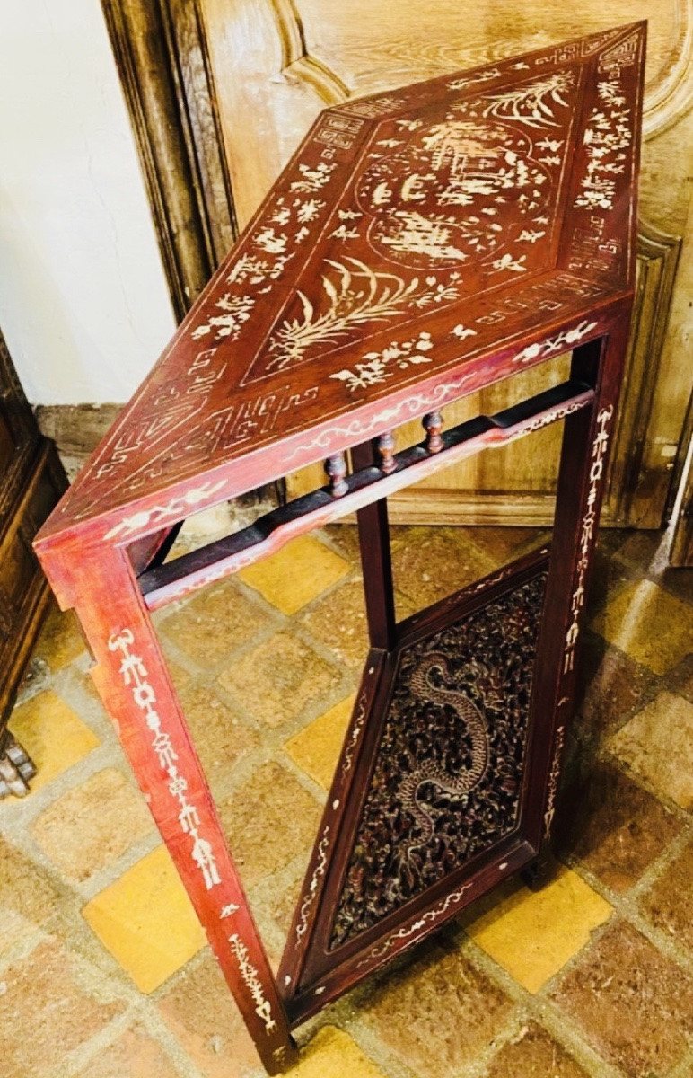 Vietnamese Diamond-shaped Corner Console - 1889 Paris World's Fair-photo-4
