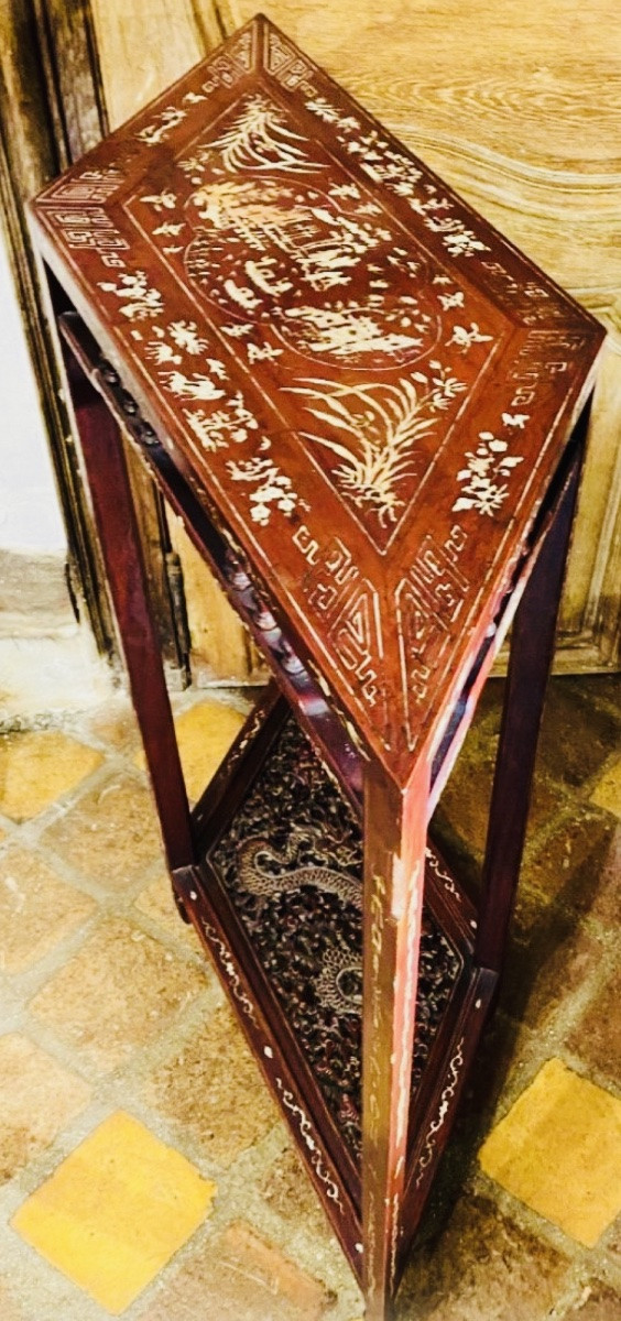 Vietnamese Diamond-shaped Corner Console - 1889 Paris World's Fair-photo-5