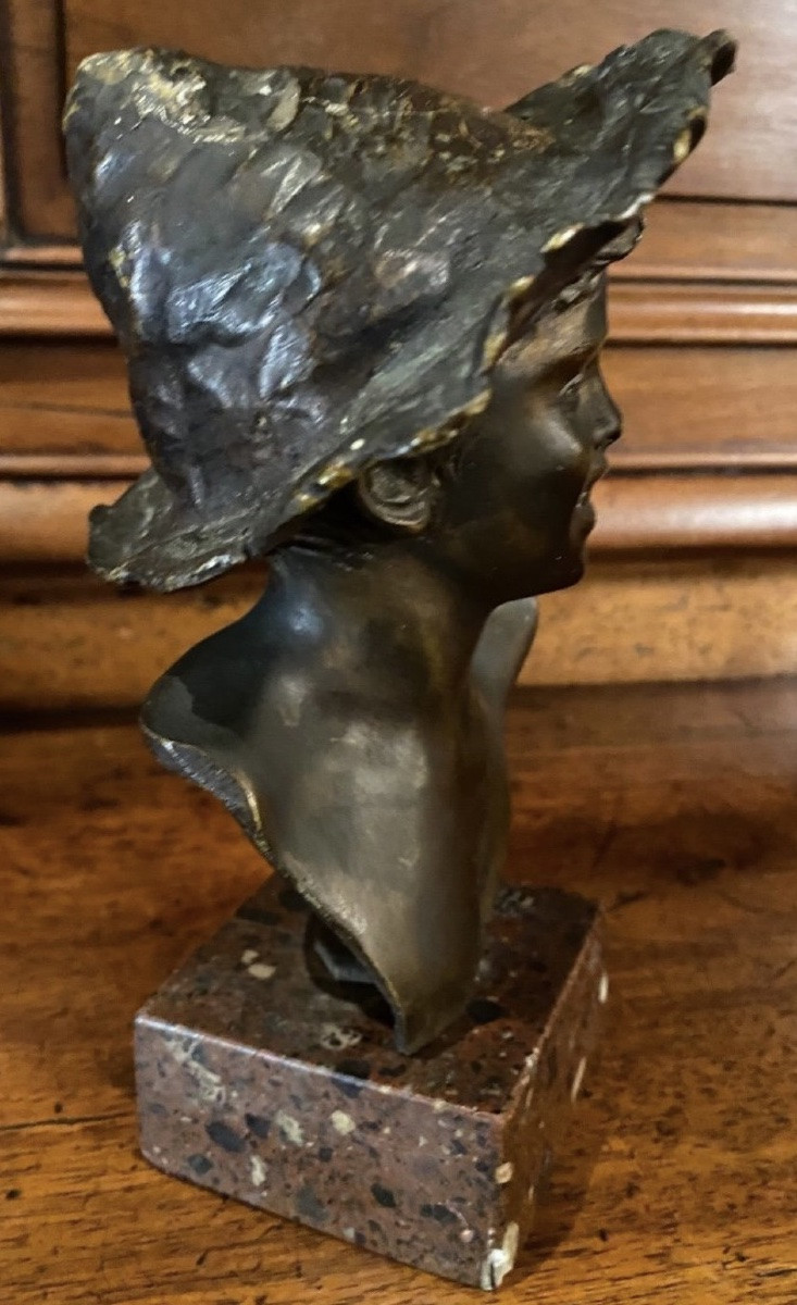 Buste de jeune Napolitain dans le goût de Vincenzo Gemito – fin XIXe siècle-photo-4