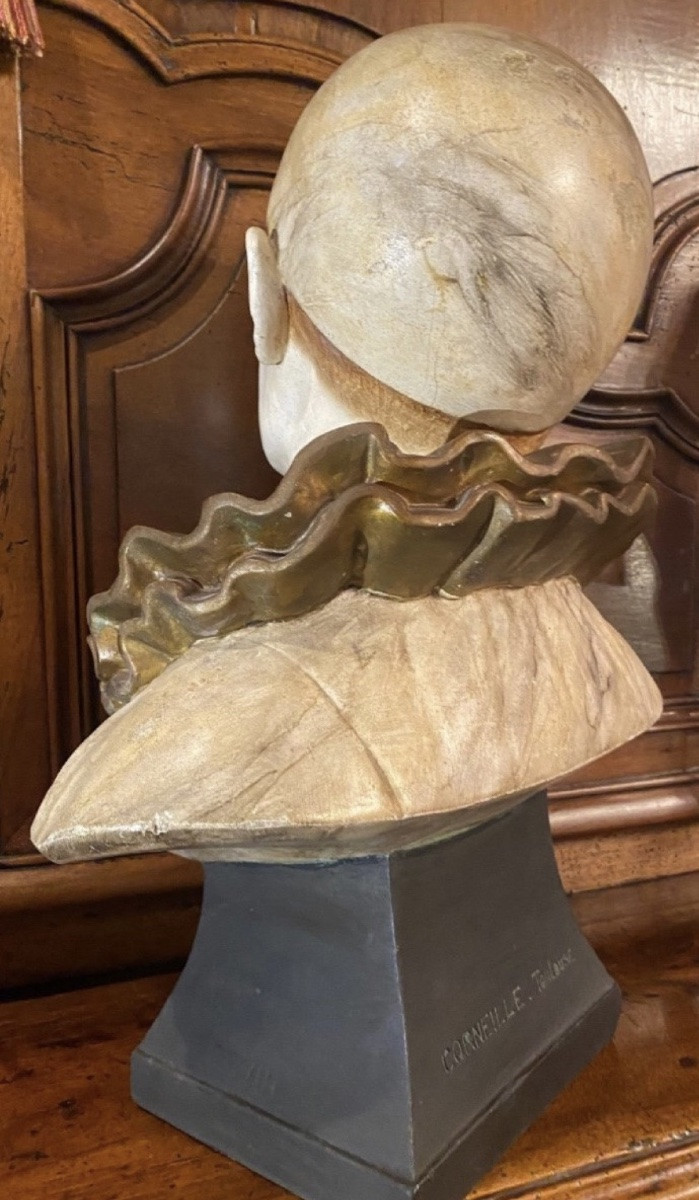 Les Larmes, Large Polychrome Plaster Bust Of Pierrot-photo-2