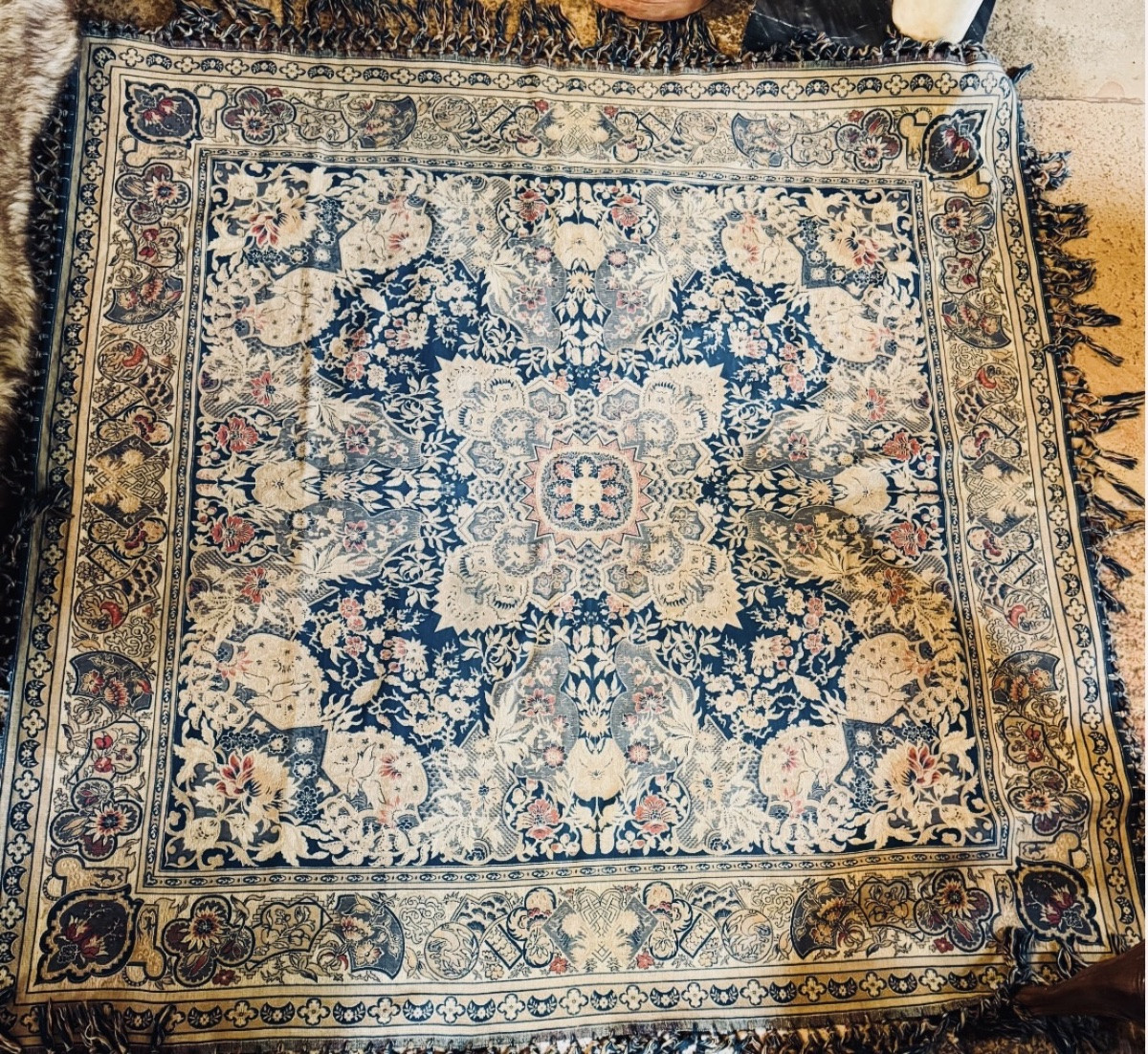 Grand tapis de table persan Kerman, début du XXe siècle-photo-2