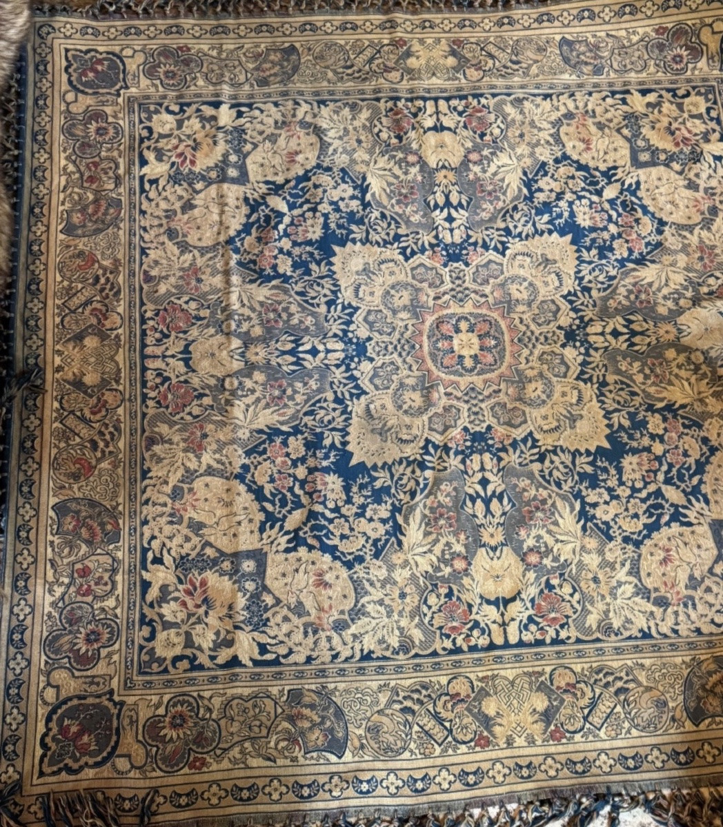 Grand tapis de table persan Kerman, début du XXe siècle-photo-3