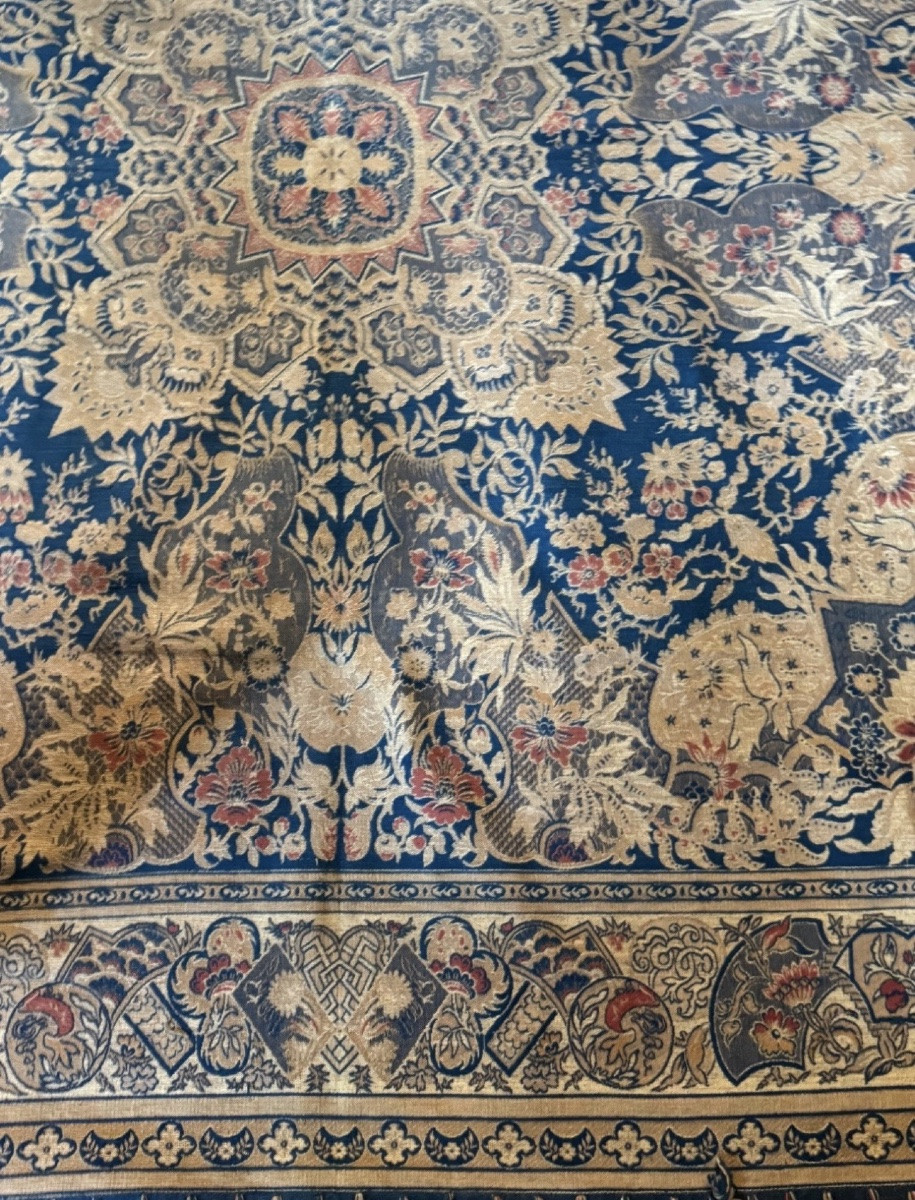 Grand tapis de table persan Kerman, début du XXe siècle-photo-3