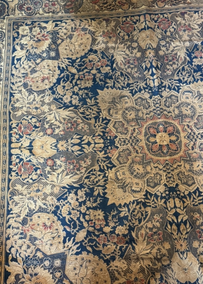 Grand tapis de table persan Kerman, début du XXe siècle-photo-4