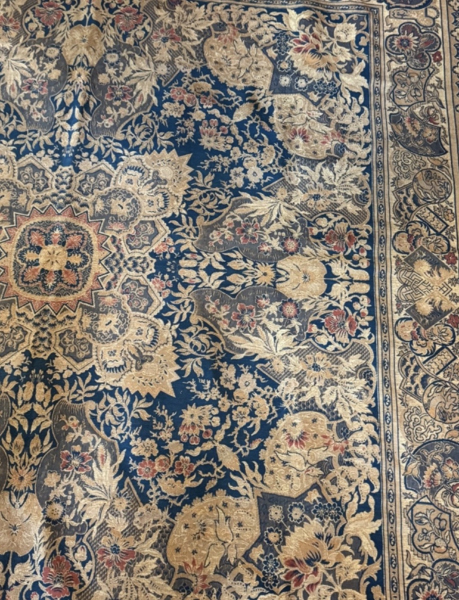 Grand tapis de table persan Kerman, début du XXe siècle-photo-5