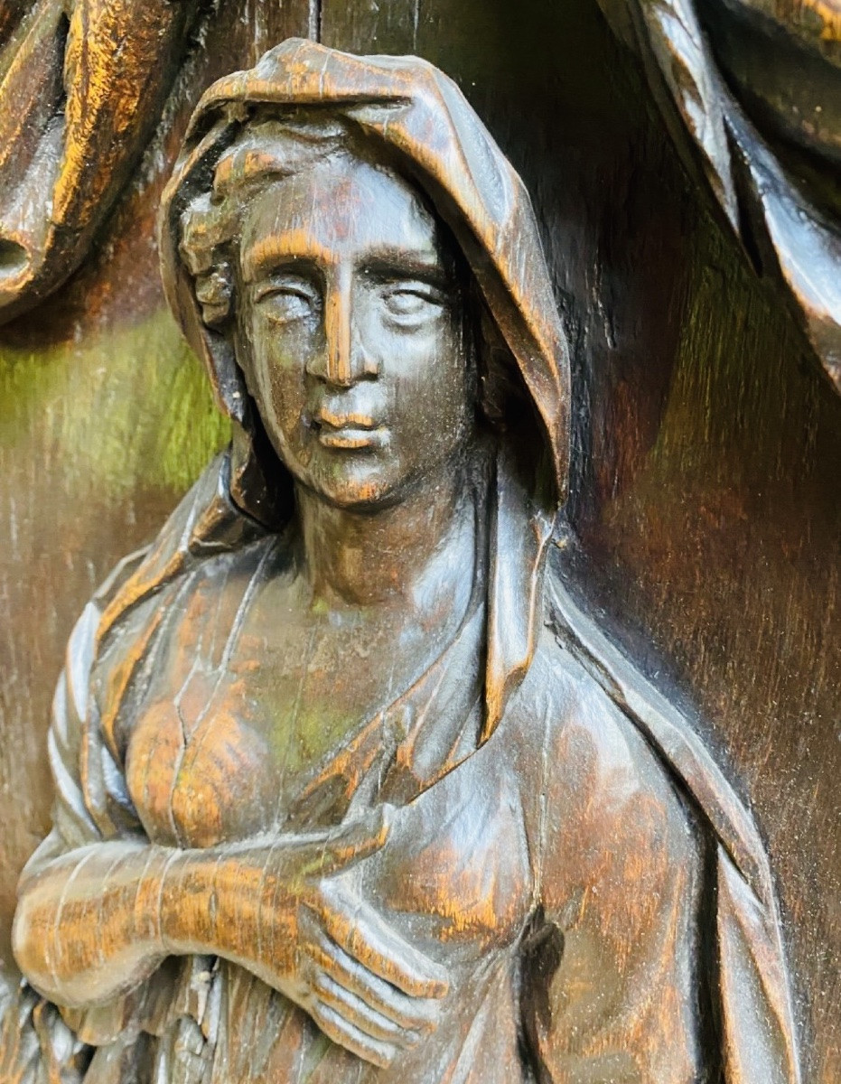Allégorie de la Charité - Sculpture en chêne en haut relief, ronde-bosse partielle - Travail fr-photo-3